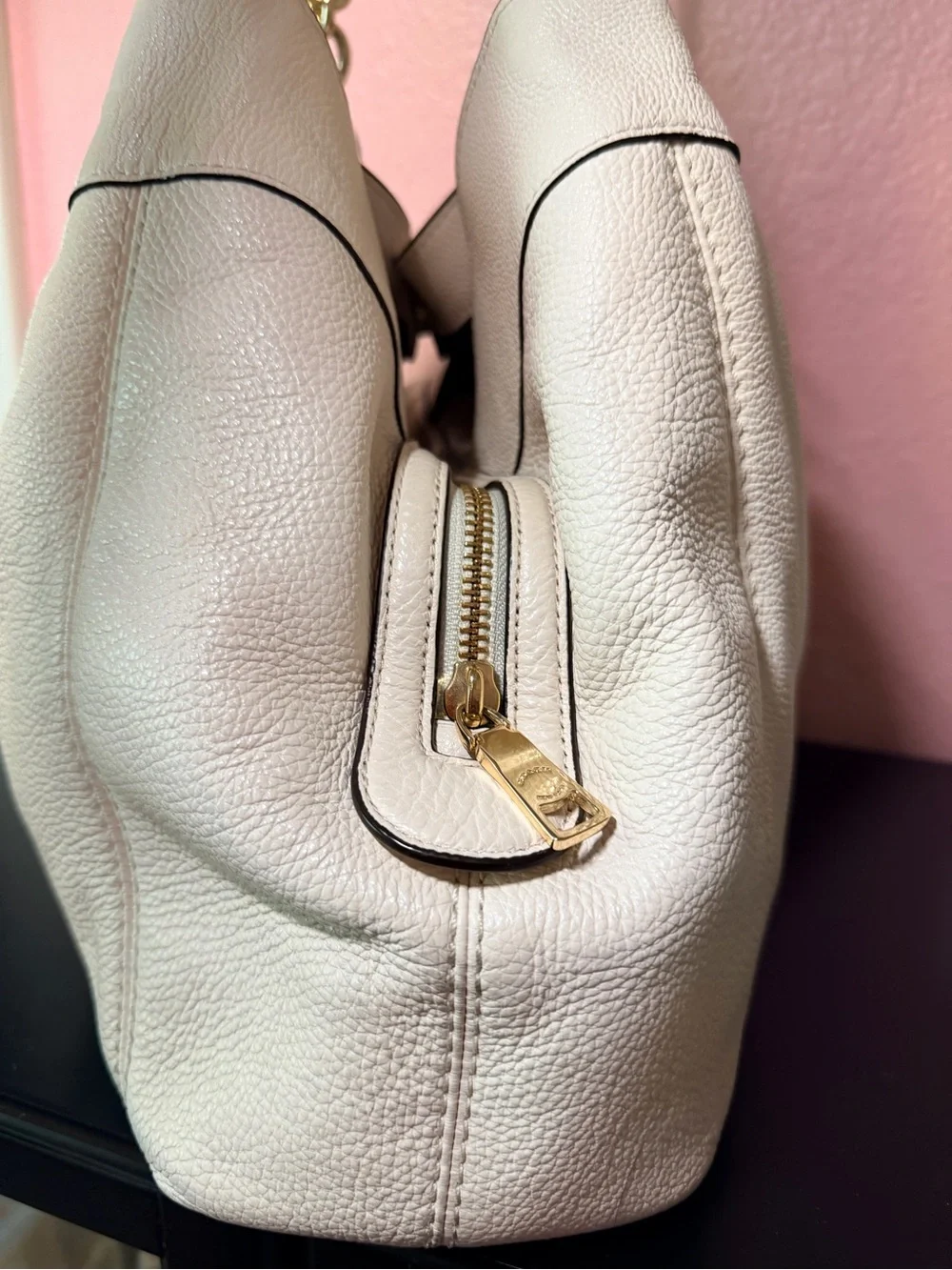 Coach Lexy Pebbled Leather Shoulder Bag in Chalk White